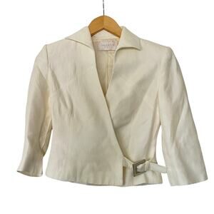 Vintage Valentino Roma Cotton Blend Cream Short Jacket • Minimalist • Size 40/6